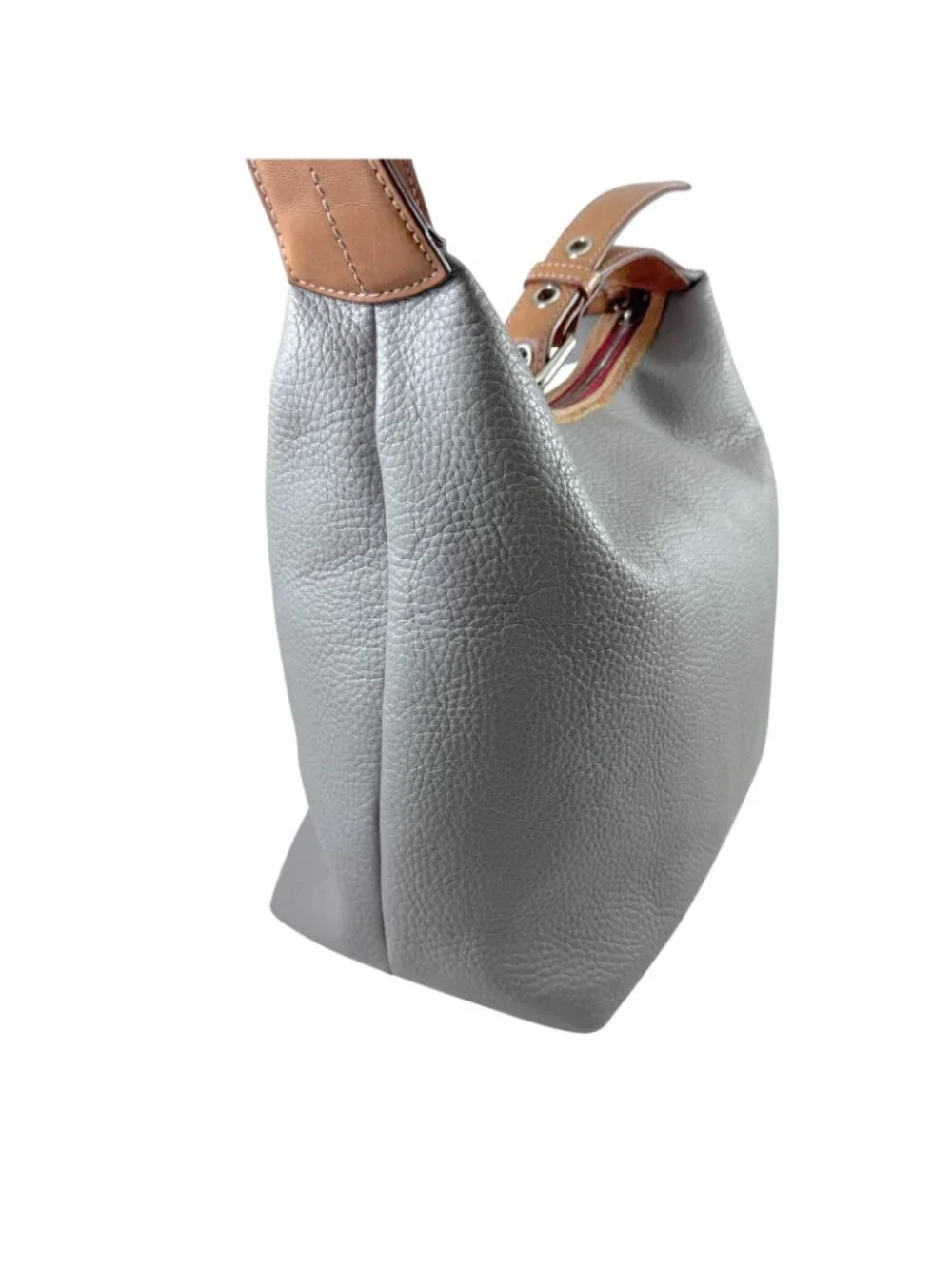 Dooney & Bourke Paige Sac Shoulder Hobo Purse Bag Gray Pebbled Leather